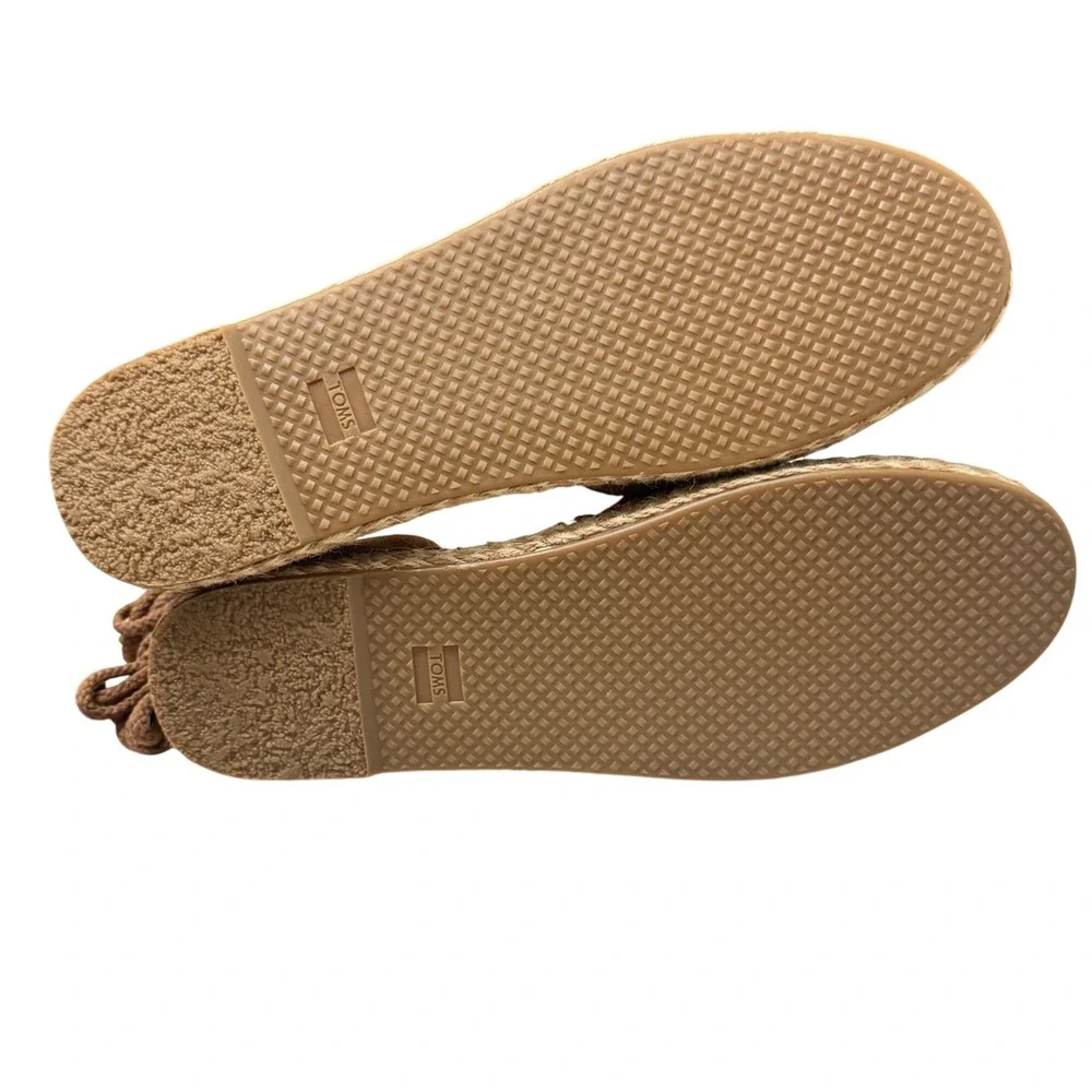 New Toms Katalina Suede DOrsay Flat Espadrilles Tan Size 11 Tasseled‎ Lace Up